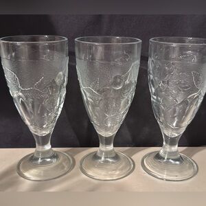 3 Pottery Barn “Orchard” pattern glasses. Made in France. 10oz